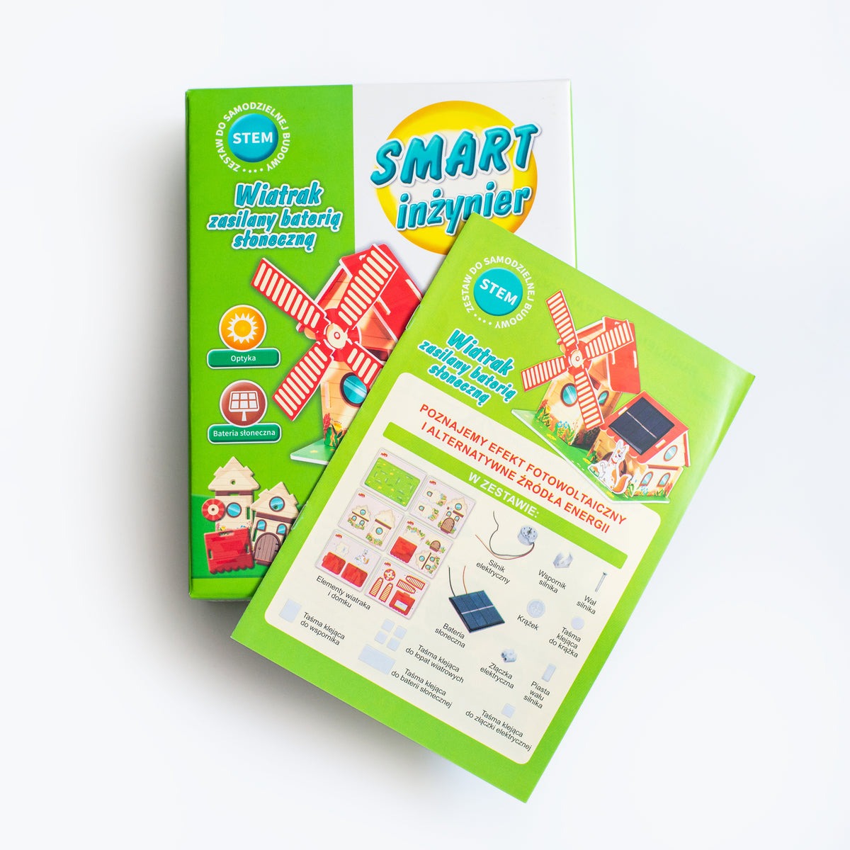 Smart Inżynier — Wiatrak zasilany baterią słoneczną — elementy zestawu i kolejne etapy montażu