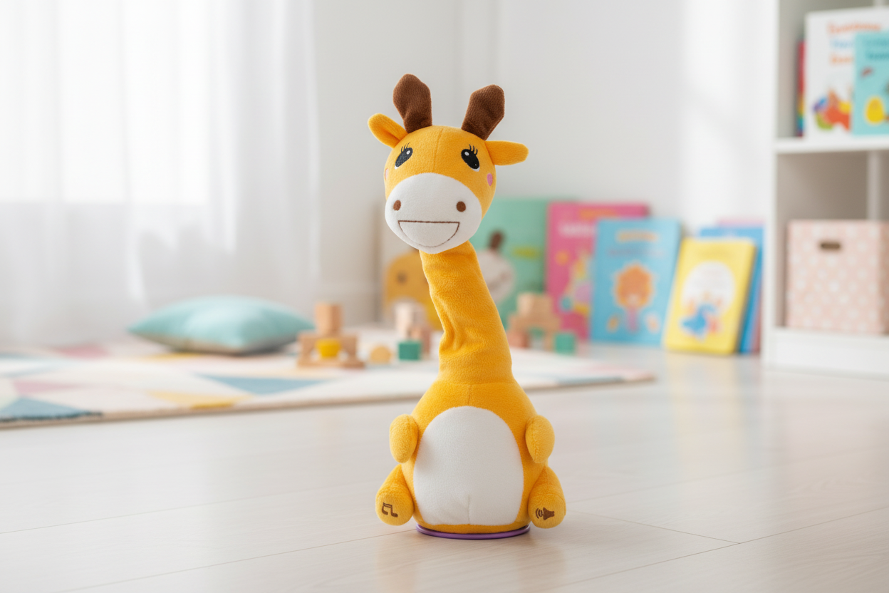 Gadułka Giraffe Toy in Playroom Setting